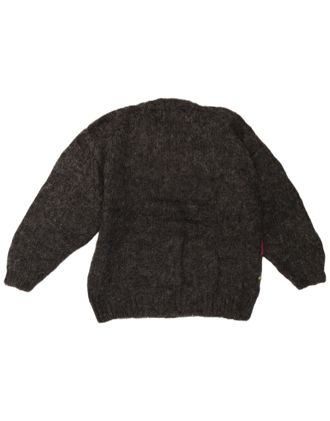 VINTAGE suéter de cuello redondo para mujer Reino Unido 14 bloque de color gris grande