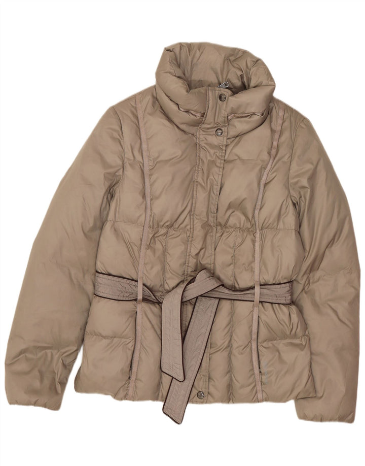 Geox Mujer Respira Chaqueta Acolchada Extragrande UK 10 Small Beige Poliéster