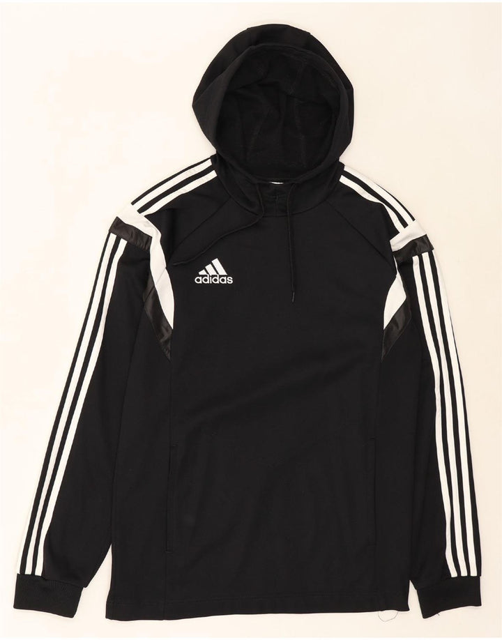 ADIDAS Mens Hoodie Jumper Small Black Colourblock Polyester Vintage Adidas and Second-Hand Adidas from Messina Hembry 