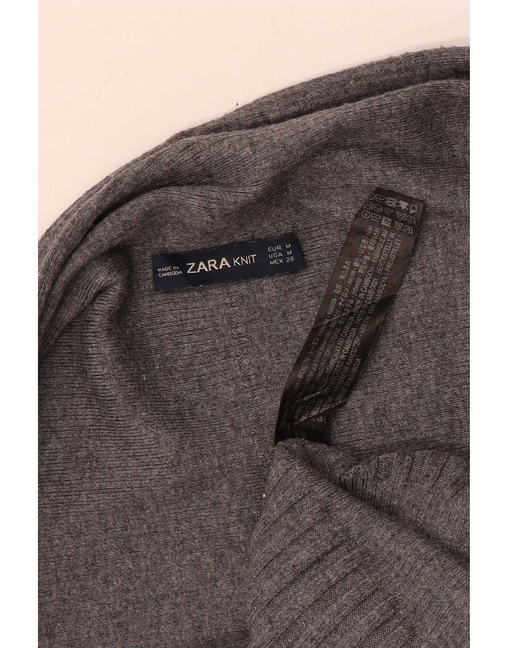 Zara Suéter tipo cárdigan abierto asimétrico para mujer UK 44 Viscosa gris medio
