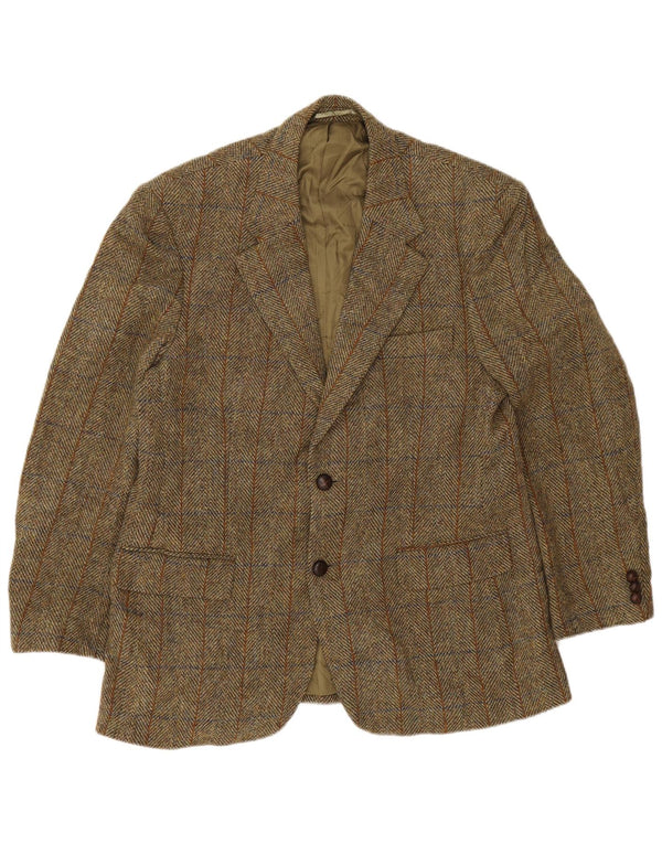 Harris Tweed Chaqueta tipo blazer de 2 botones para hombre UK 40 Large Green Herringbone
