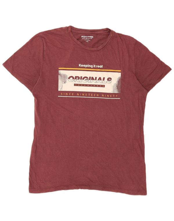 Jack & Jones - Camiseta gráfica para hombre, talla grande, algodón burdeos