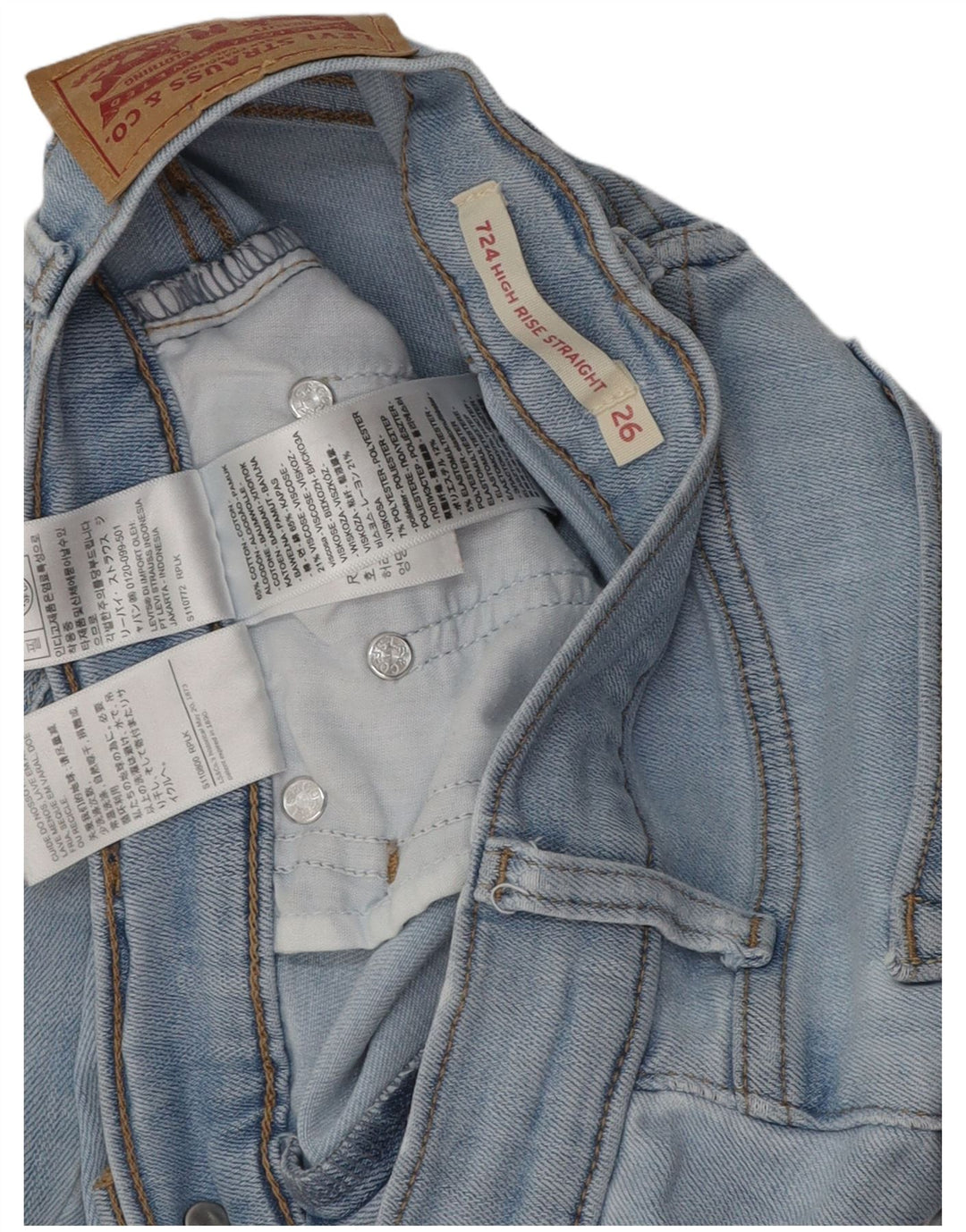 Levi's Mujer 724 Vaqueros Rectos De Tiro Alto W26 L28 Algodón Azul