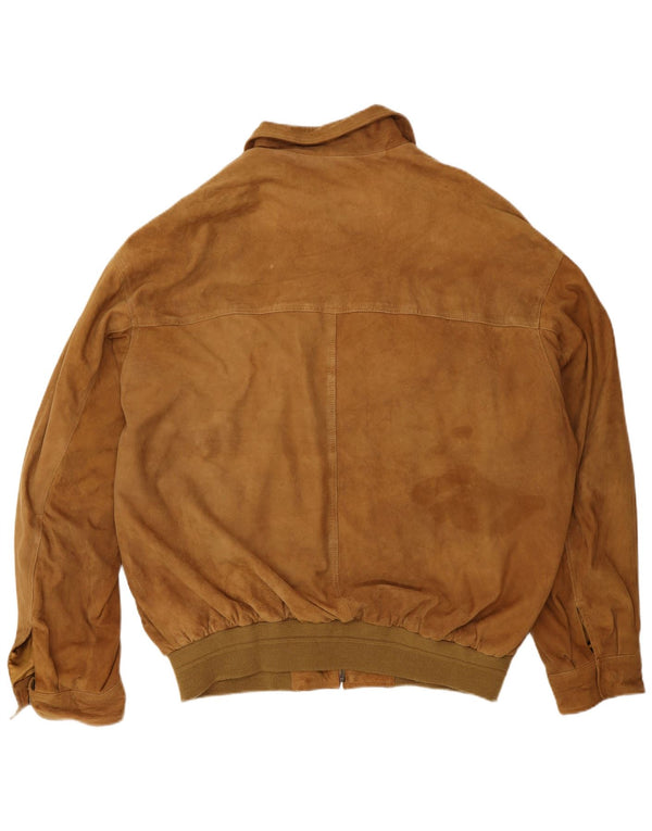 Vintage hombres ante bomber chaqueta IT 56 3XL cuero marrón