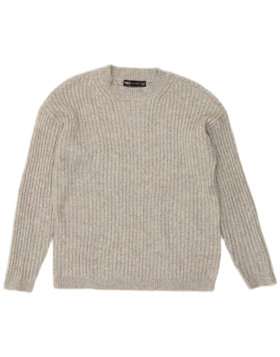Marks & Spencer Suéter de Cuello Redondo para Mujer UK 10 Small Gris