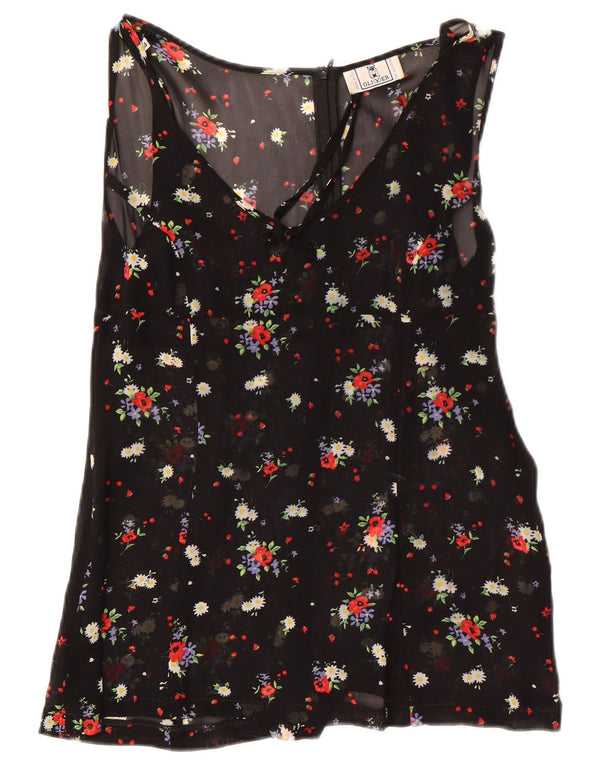 Oliver By Valentino Blusa sin mangas para mujer IT 44 Medium Black Floral