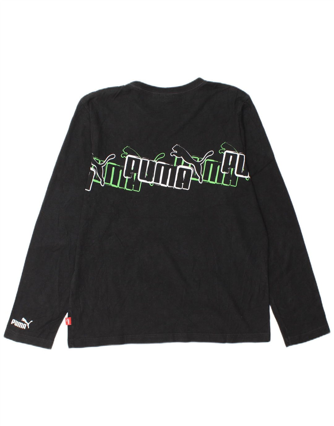 Puma Camiseta Gráfica De Manga Larga Para Hombre Negro Mediano