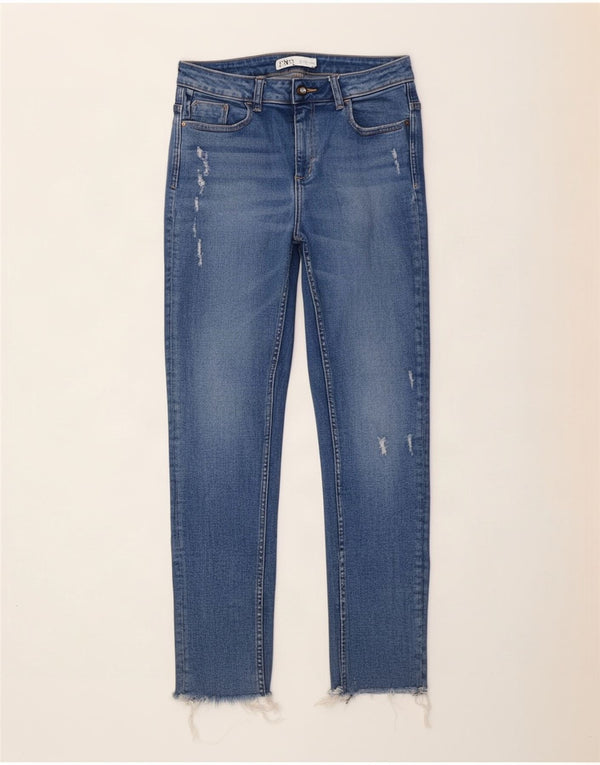 Zara Jeans ajustados desgastados para mujer EU 42 Large W32 L26 Algodón azul