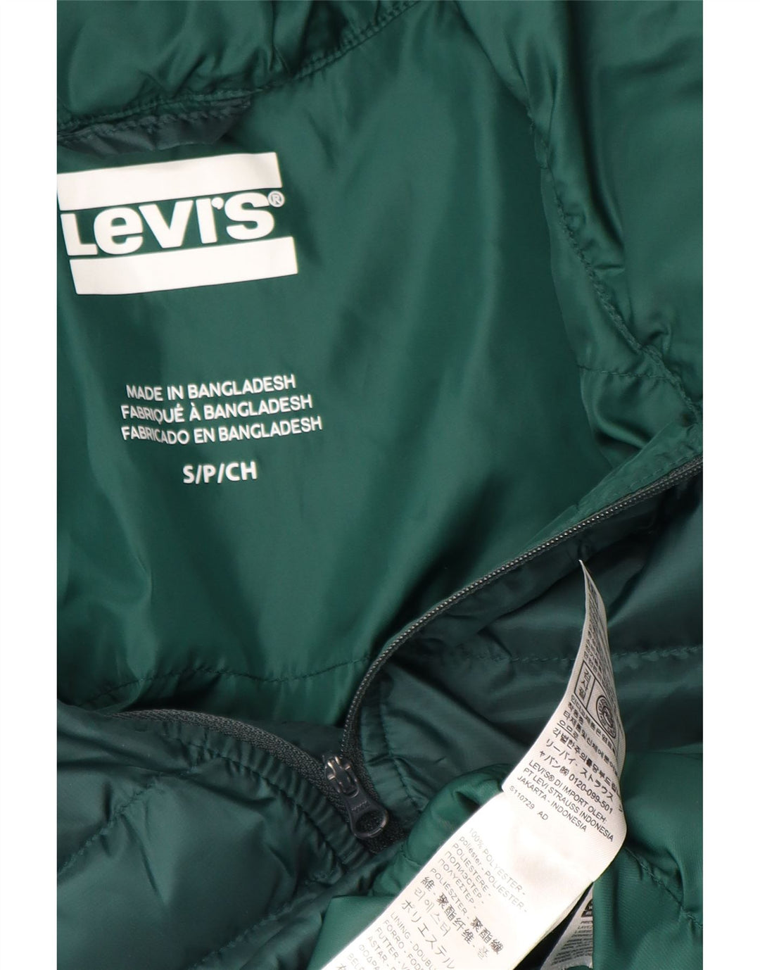 Levi's Chaqueta acolchada con capucha para hombre UK 36 Small Verde Poliéster