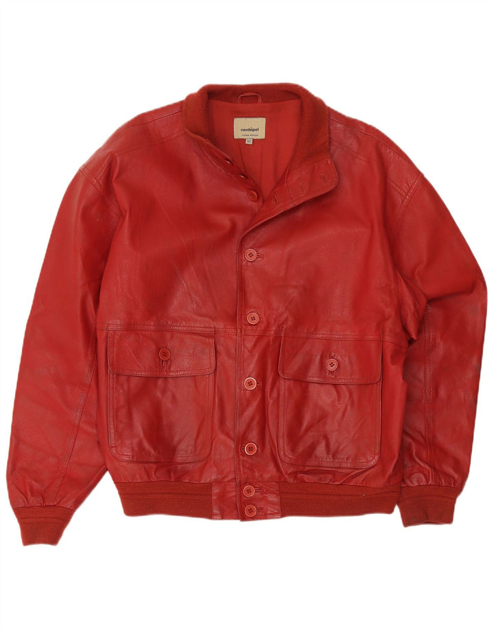 Conbipel Chaqueta de cuero para hombre IT 52 Cuero rojo grande