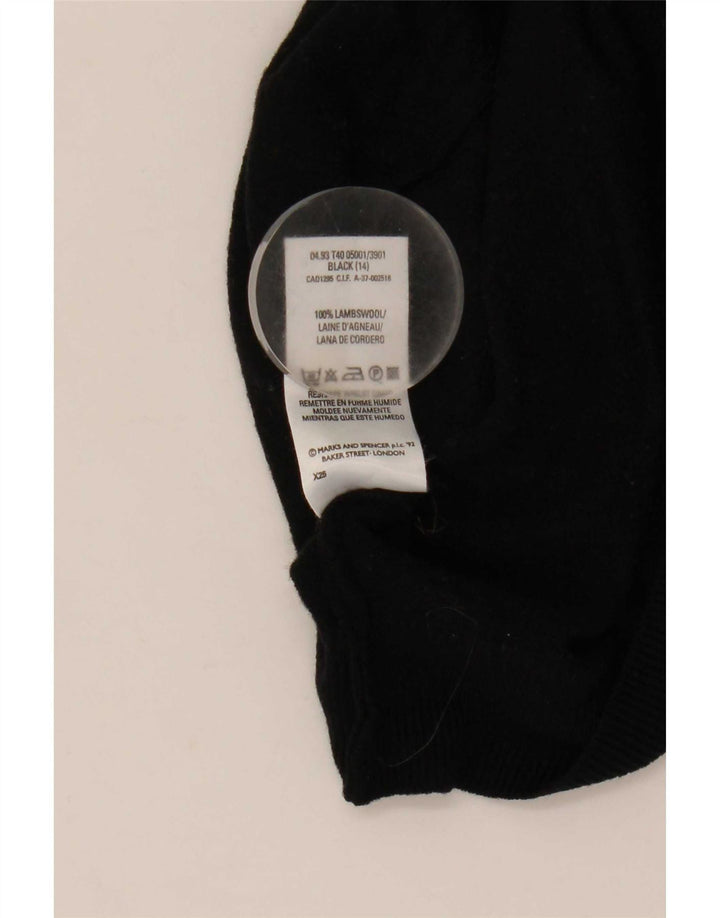 Marks & Spencer Suéter corto con cuello vuelto para mujer UK 44 Grande Lana negra