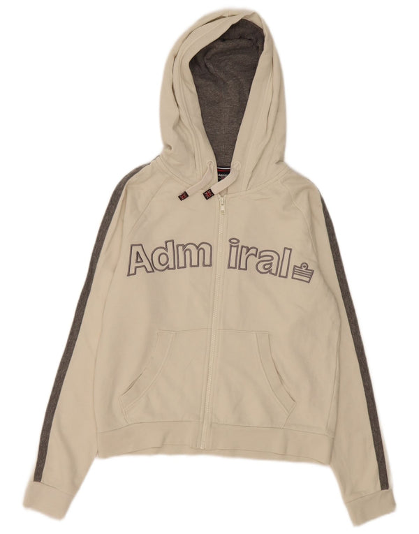 Admiral Womens Crop Zip Hoodie Sweater UK 10 Small White Colourblock