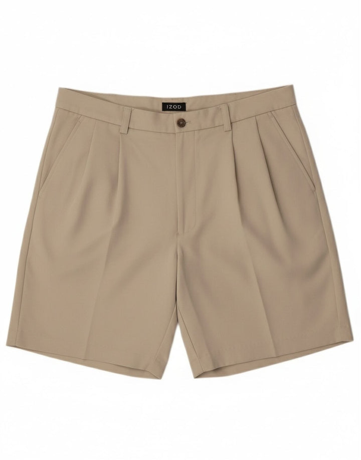 Izod Mens Pegged Chino Shorts W34 Grande Poliéster Beige