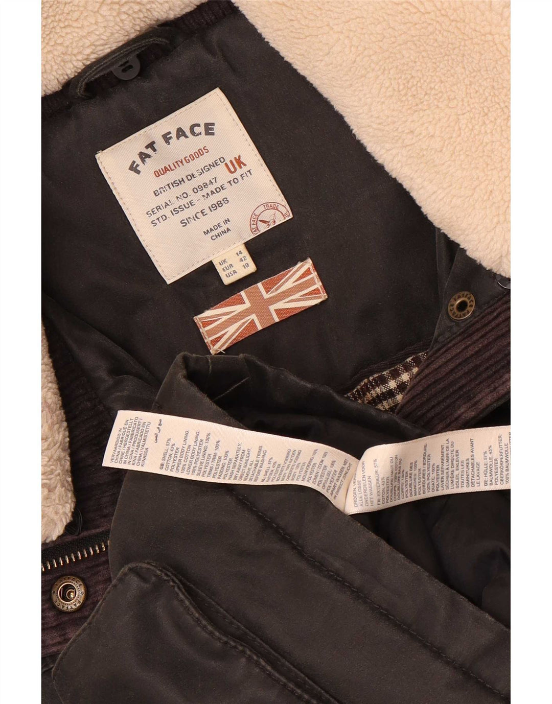 Parka con capucha para mujer Fat Face UK 40 Medium Black Cotton