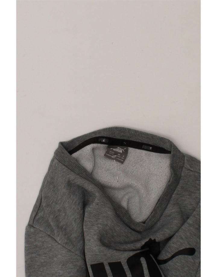 PUMA Boys Graphic Sweatshirt Jumper 13-14 Years Grey Cotton Vintage Puma and Second-Hand Puma from Messina Hembry 