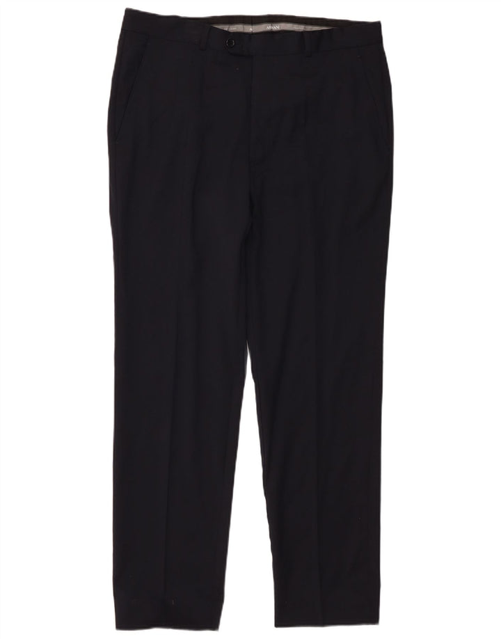 Armani Hombre Pantalones De Traje Rectos W34 L28 Negro