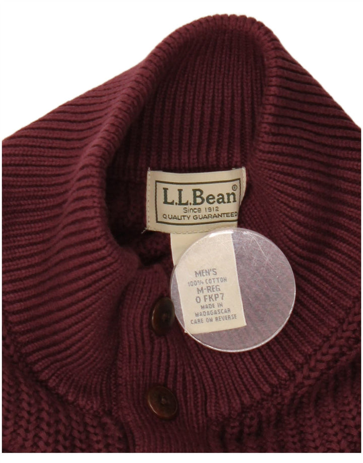 L.L.Bean Suéter tipo jersey con cuello y botones para hombre Algodón burdeos medio