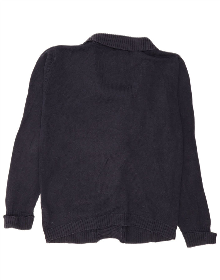 Zara Hombre Cárdigan Suéter Grande Azul Marino Algodón