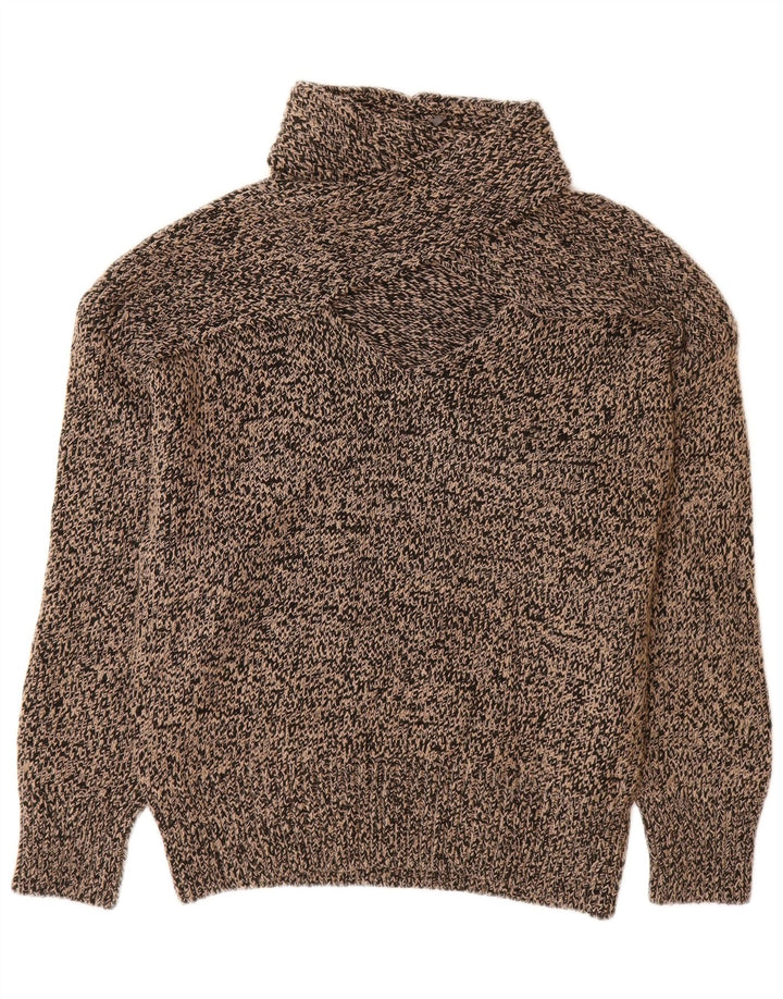 ZARA Suéter tipo jersey con cuello alto para mujer UK 46 Large Acrílico moteado beige