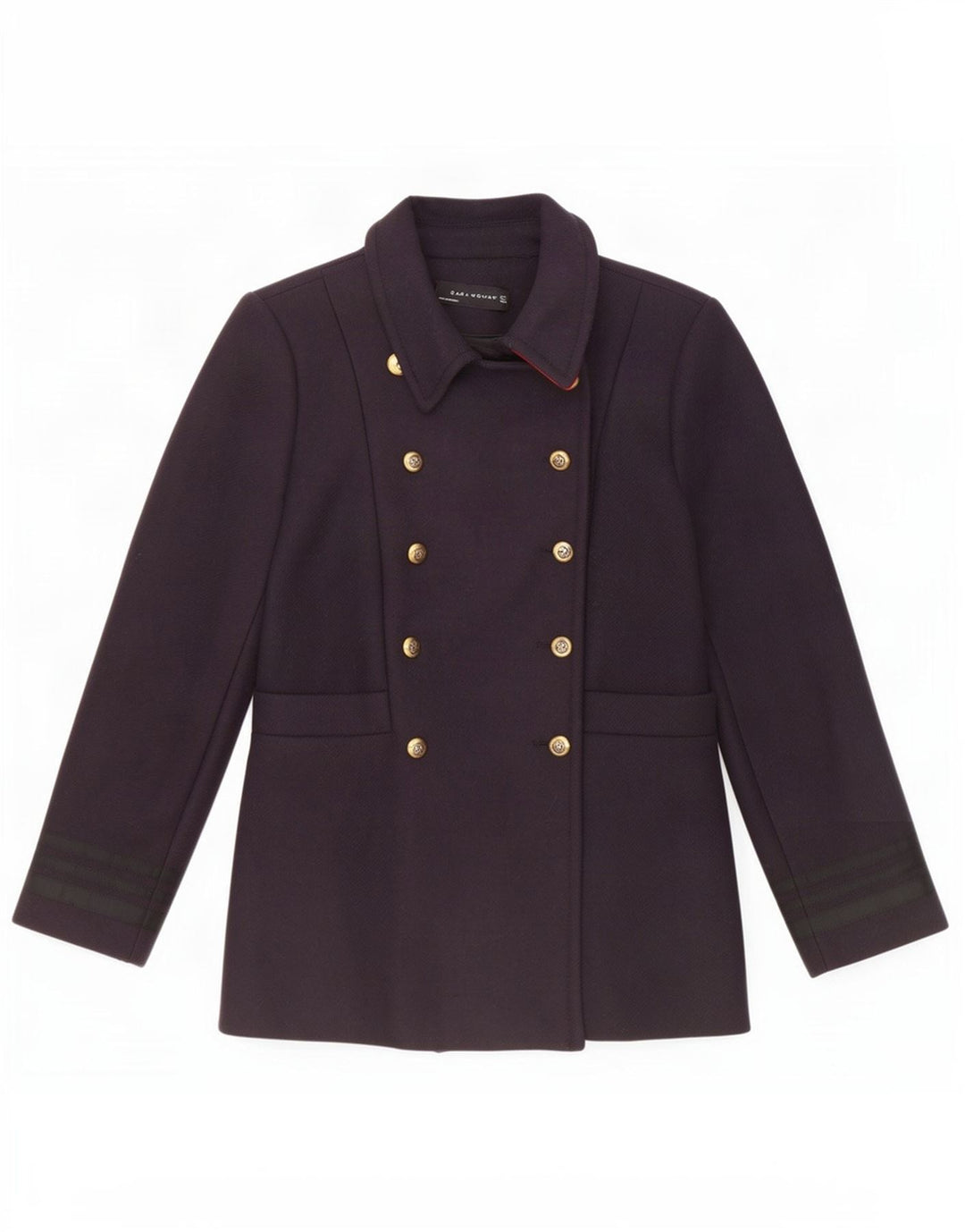 Zara Mujer Chaquetón UK 40 Grande Poliéster Azul Marino