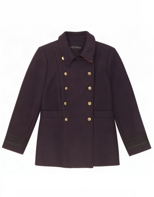 Zara Mujer Chaquetón UK 40 Grande Poliéster Azul Marino