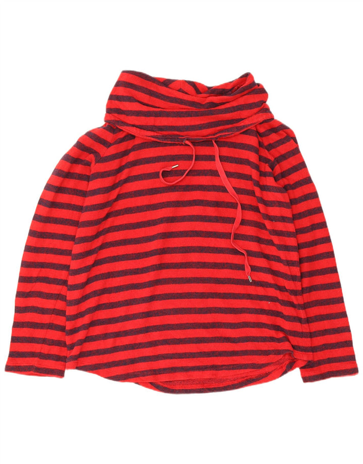 Chaps - Sudadera con cuello vuelto para mujer, talla 40, talla grande, algodón a rayas rojas