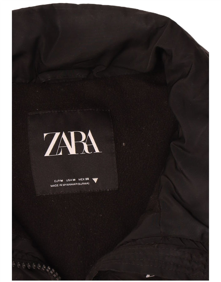Zara Mujer Chaleco Acolchado UK 44 Medio Negro Poliéster
