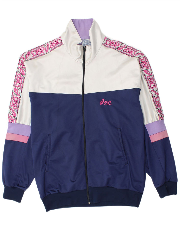 Asics Hombre Graphic Chándal Top Chaqueta Medium Azul Marino Colorblock