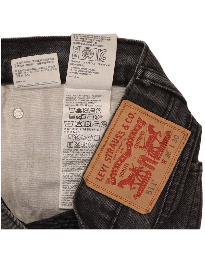 Levi's Hombre 511 Slim Jeans W36 L28 Algodón Gris