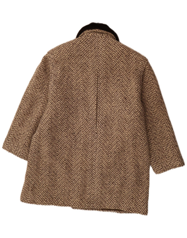 Vintage hombres abrigo Reino Unido 42 XL marrón Chevron