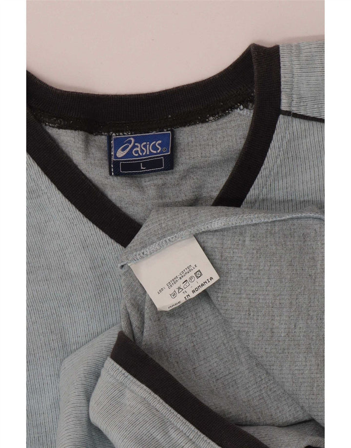Asics - Camiseta de manga larga para mujer, talla 40, talla grande, algodón azul