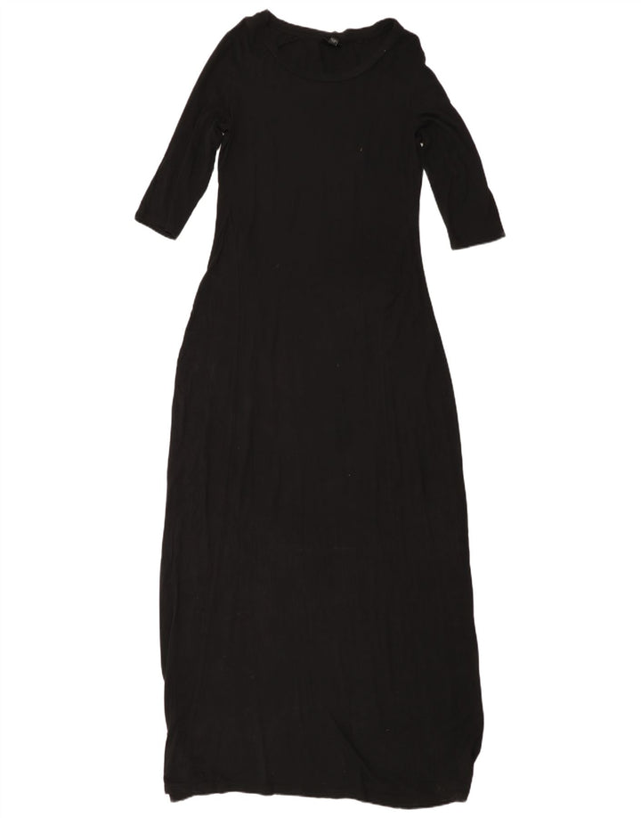 MOSSIMO Vestido largo de manga 3/4 para mujer UK 40 Small Rayón negro