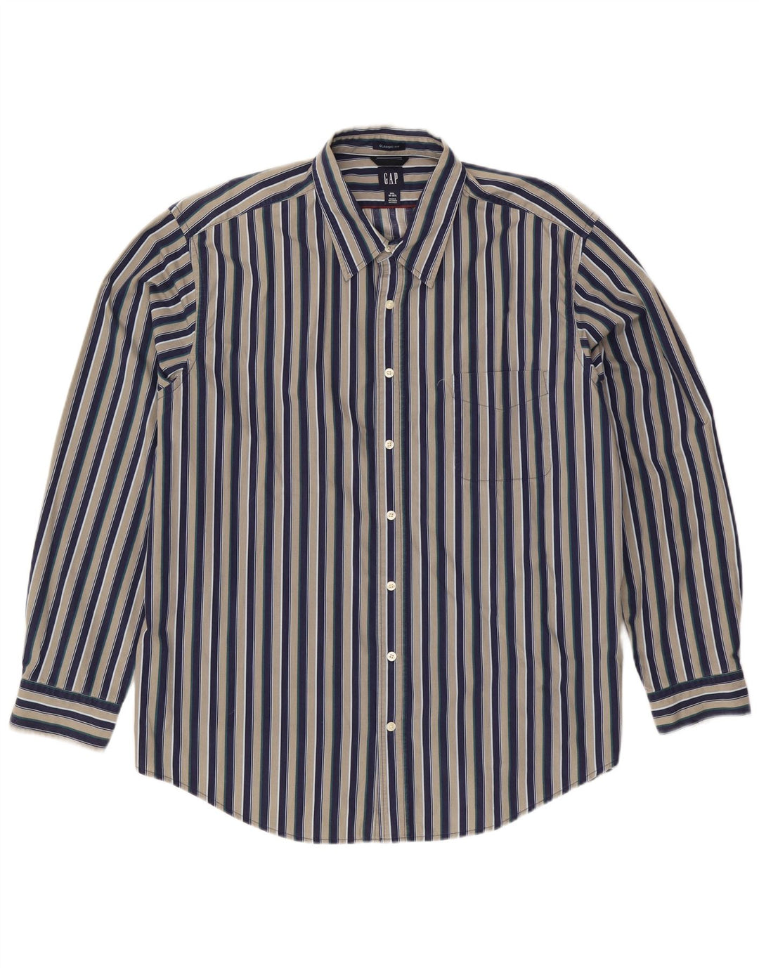 Camisa Gap de corte clásico para hombre, talla 18 1/2 2XL, algodón a rayas multicolor