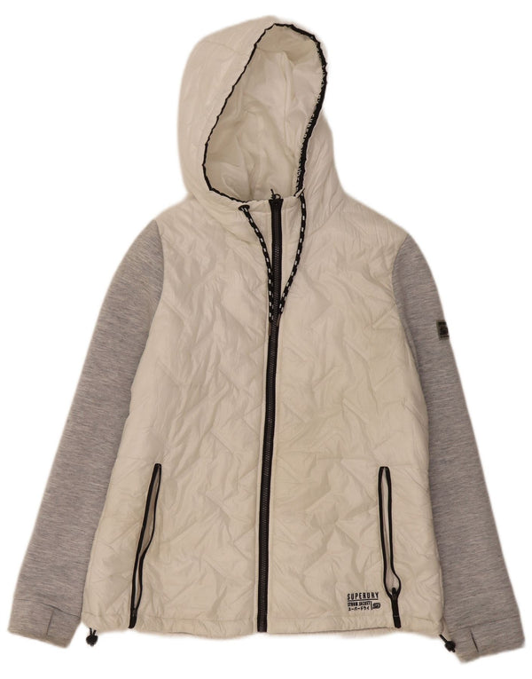 Superdry Chaqueta Acolchada Con Capucha Para Mujer UK 44 Grande Blanco Colorblock