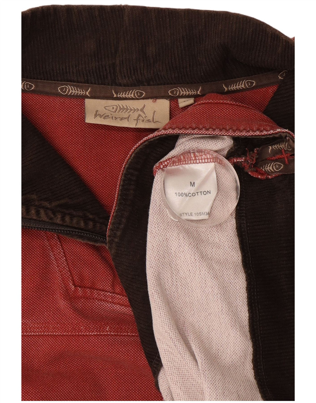 Weird Fish - Sudadera con cuello y cremallera para hombre, color rojo medio, algodón