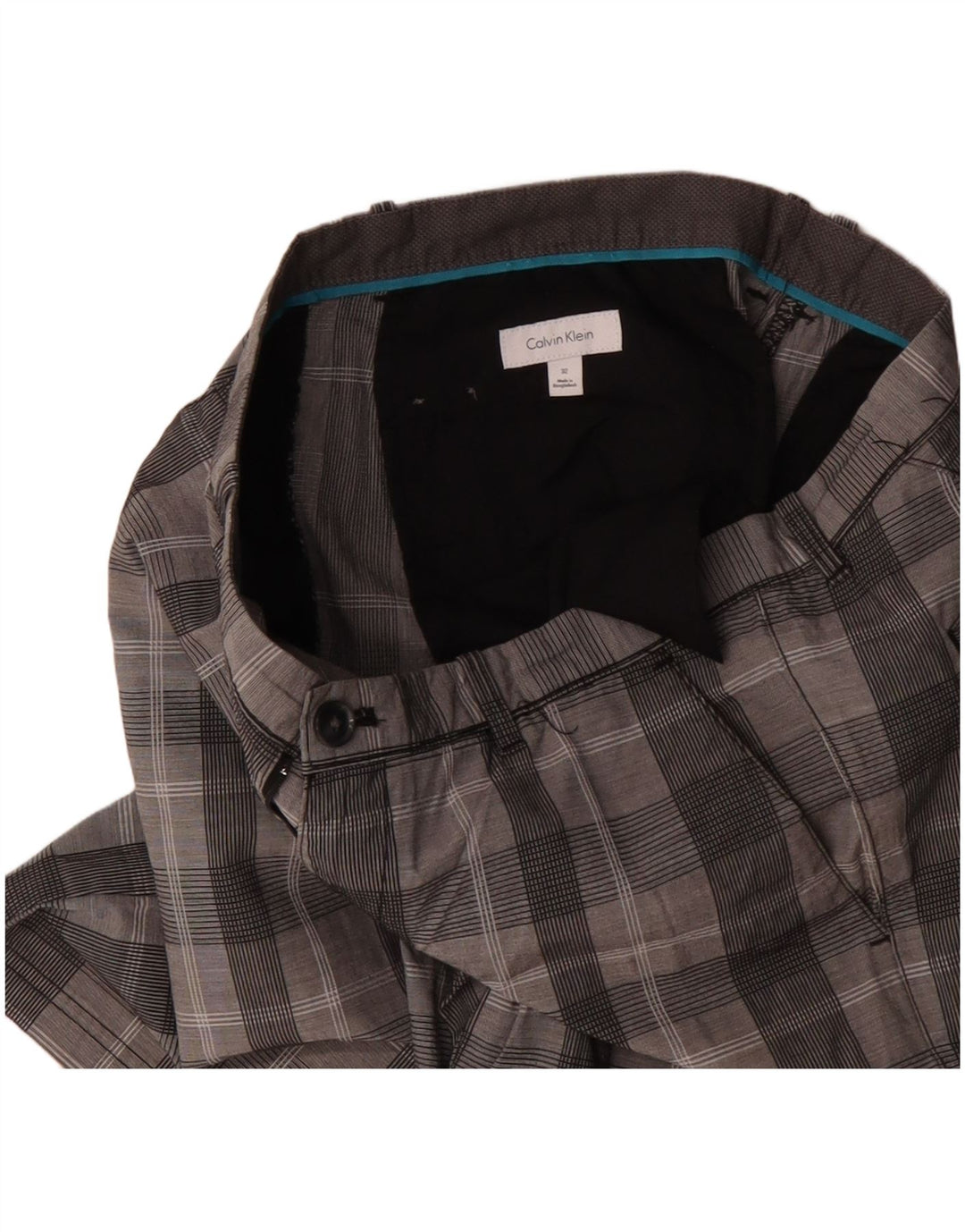 Pantalones cortos chinos Calvin Klein para hombre W32 Algodón a cuadros gris medio