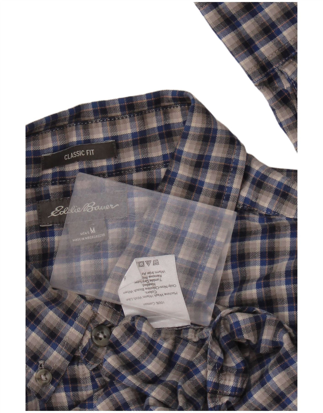 EDDIE BAUER Camisa de franela de corte clásico para hombre Algodón a cuadros gris medio