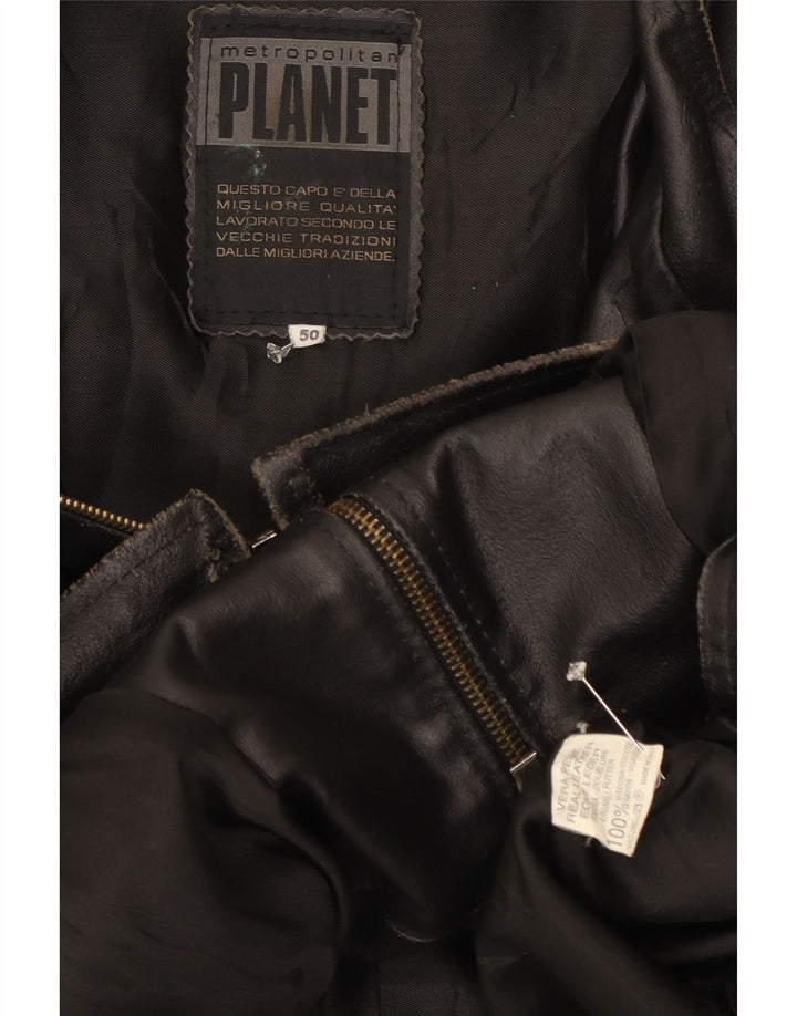 Chaqueta de cuero Planet para mujer IT 50 grande de cuero negro