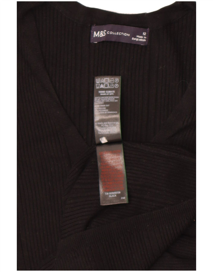 Marks & Spencer Jersey con cuello en V para mujer UK 42 Viscosa negra mediana