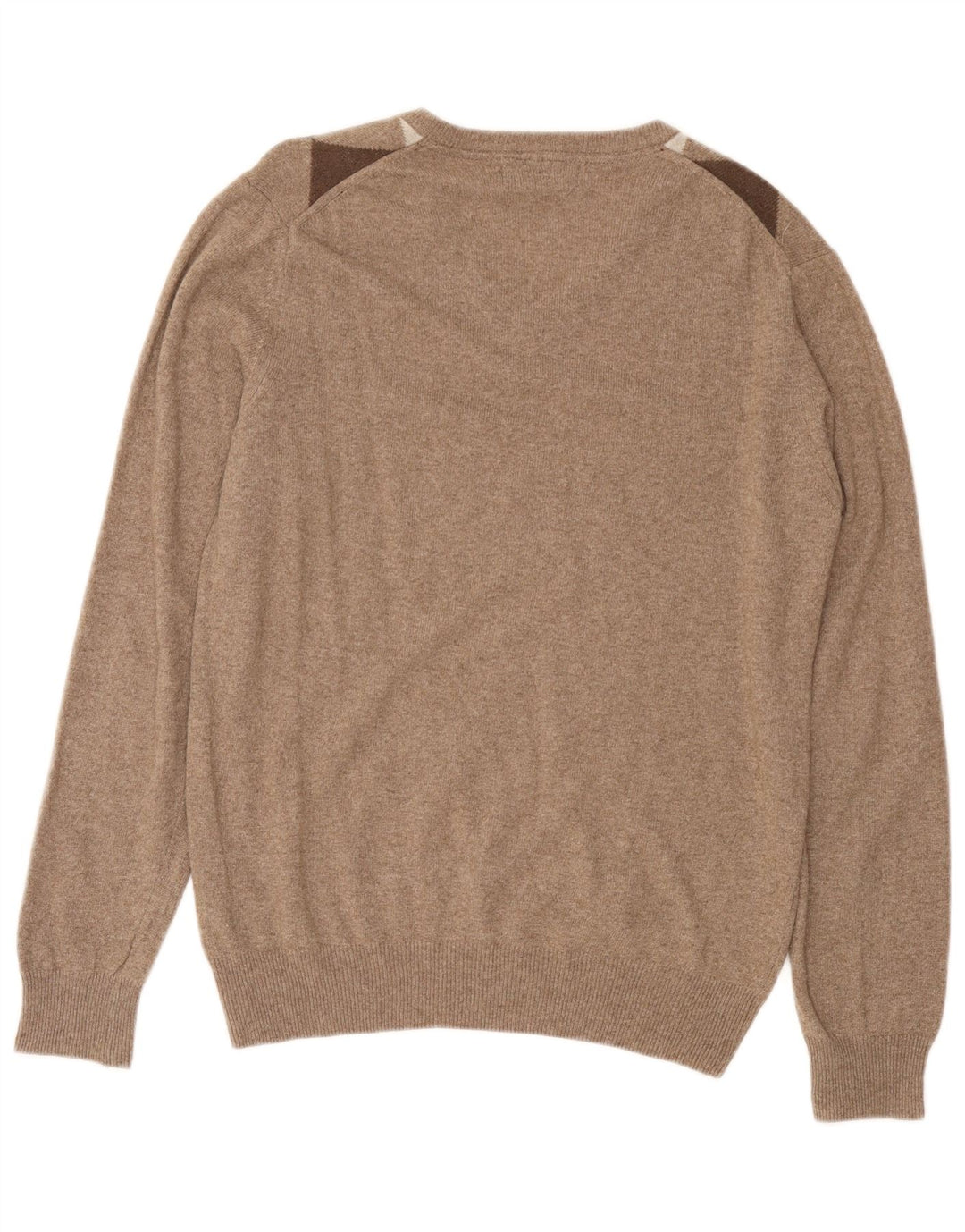 CONSENSO Jersey con Cuello en V para Hombre Marrón Medio Argyle/Lana Diamante