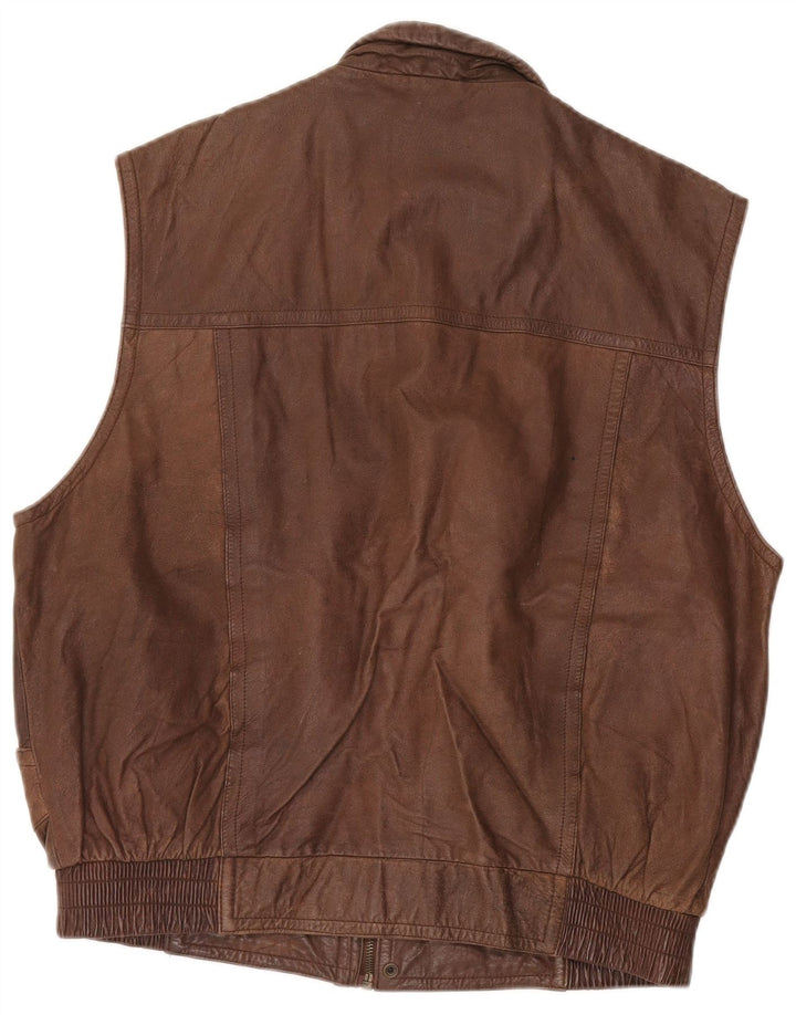 Trapper Chaleco de cuero para hombre IT 52 XL Cuero marrón