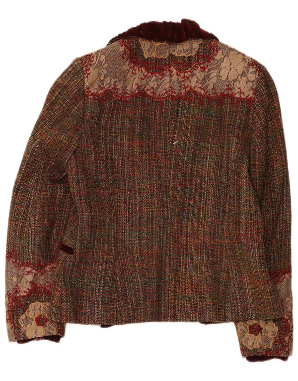 Quin And Donnelly Chaqueta tipo blazer con 1 botón para mujer UK 40 Small Brown Floral