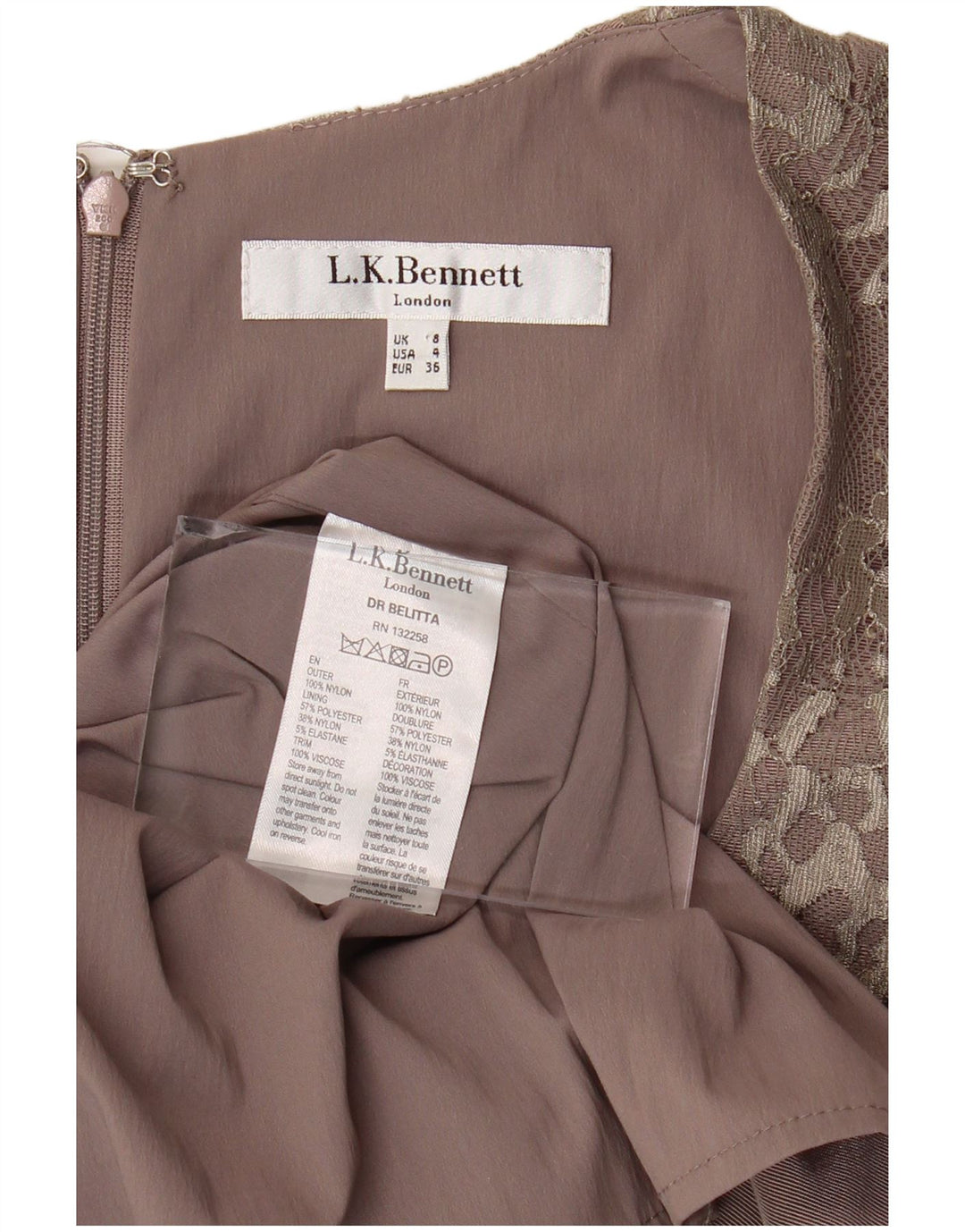 L.K. BENNETT Vestido tubo sin mangas para mujer UK 8 Small Púrpura Floral Nylon