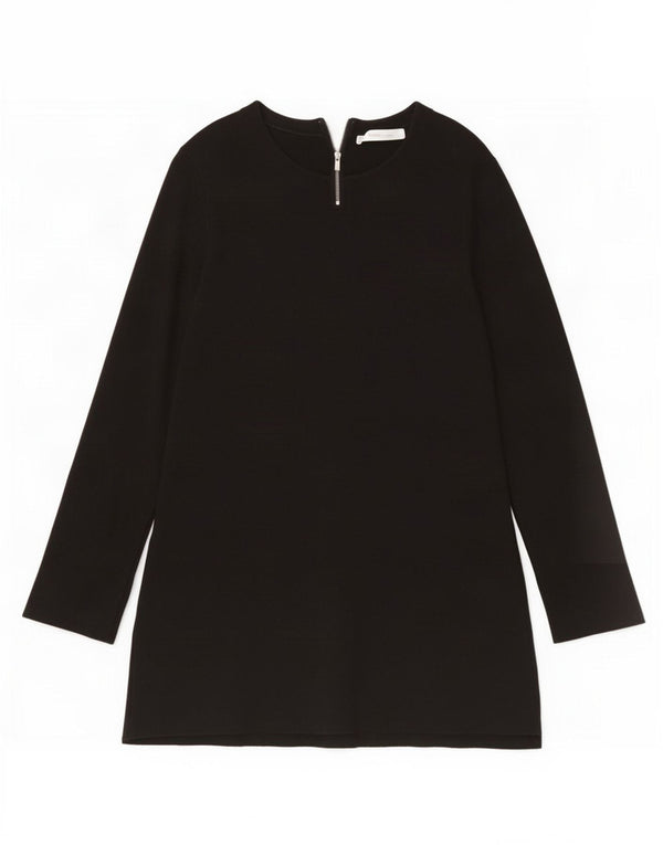 Zara Vestido estilo jersey de manga larga para mujer UK 44 Grande Negro