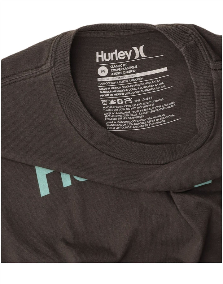 HURLEY Camiseta gráfica de ajuste clásico para mujer UK 48 Algodón gris medio