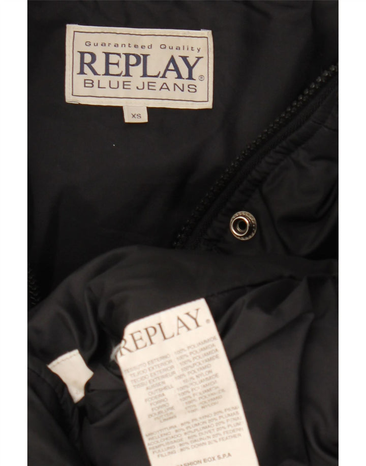 Replay Womens Oversized Padded Coat UK 6 XS Black Polyamide