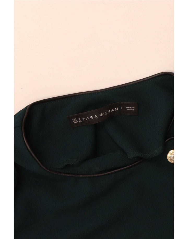 Zara Vestido tubo de manga larga para mujer UK 40 Pequeño Poliéster verde