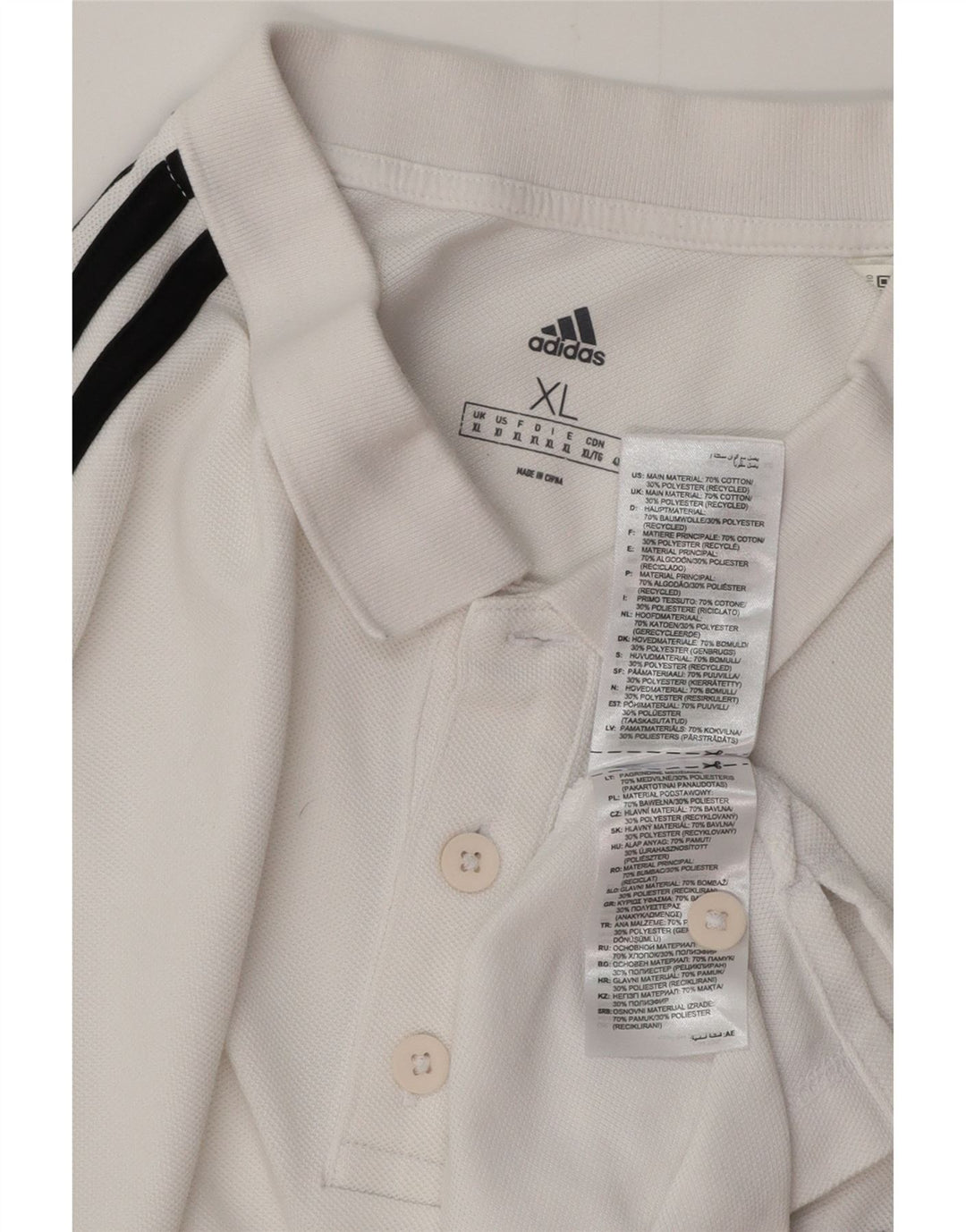 Polo ADIDAS Hombre XL Algodón Blanco