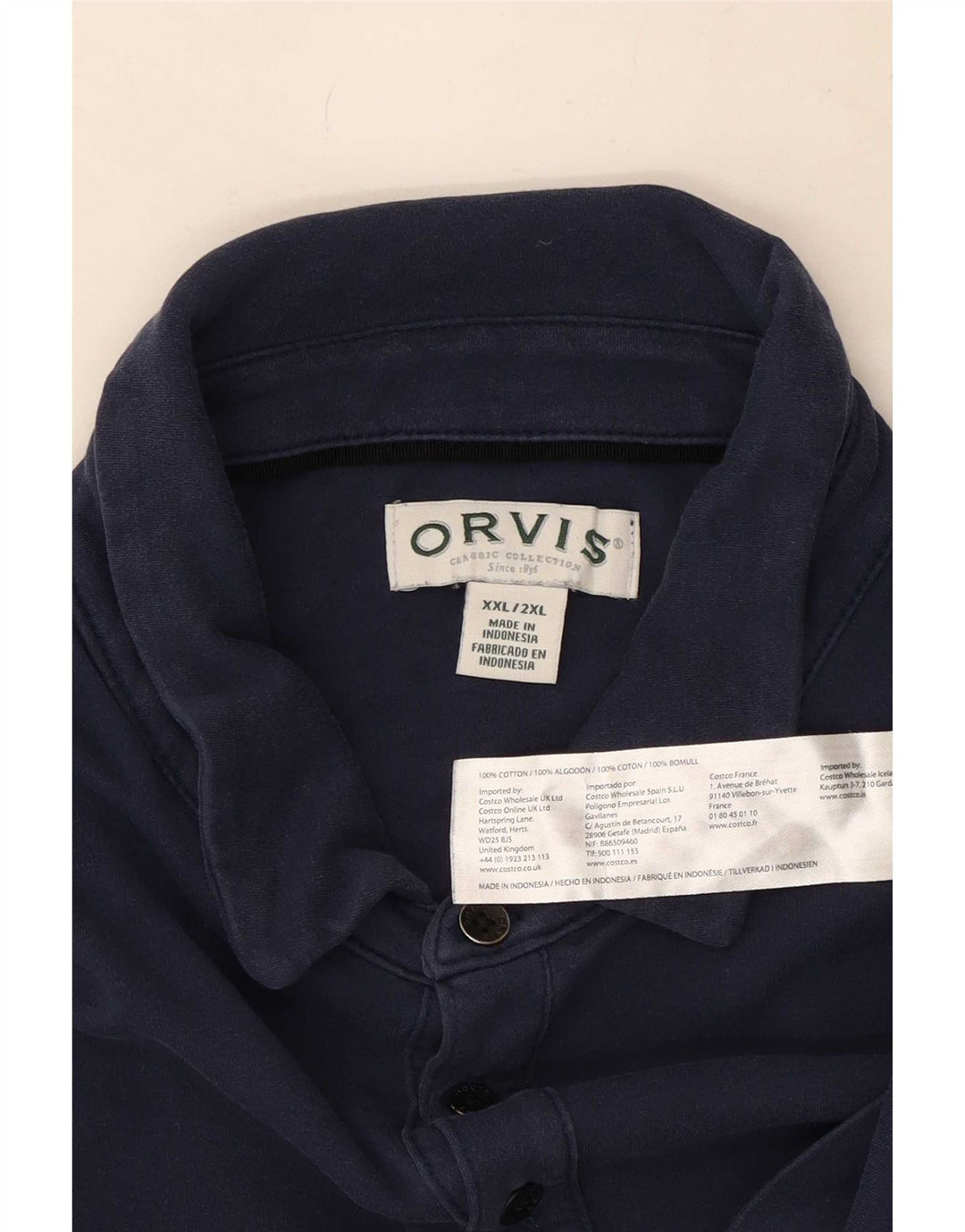 Orvis Polo Hombre 2XL Azul Marino Algodón