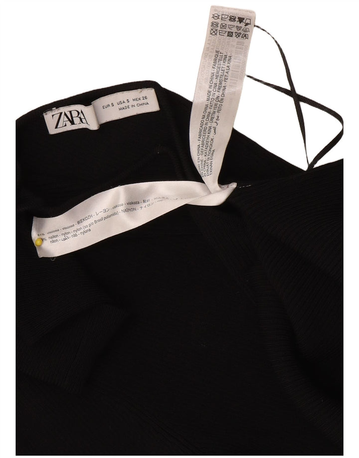 Zara Top corto de un hombro para mujer UK 8 Small Viscosa negra